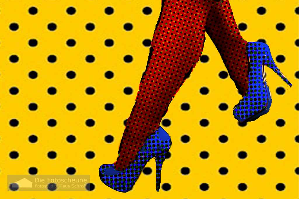 Pop Art Gelb Rot Blau mit High Heel